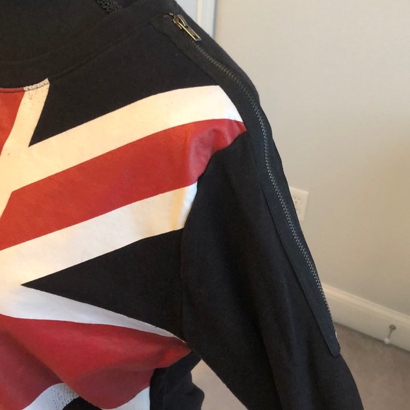 Black Union Jack Graphic Sweatshirt with Zippers - Picture 3 of 3